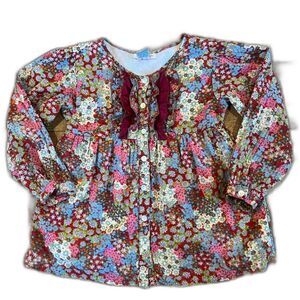 Mimi & Maggie Girls Floral Top Button Front Size 6X Cottage Girlie Ruffles